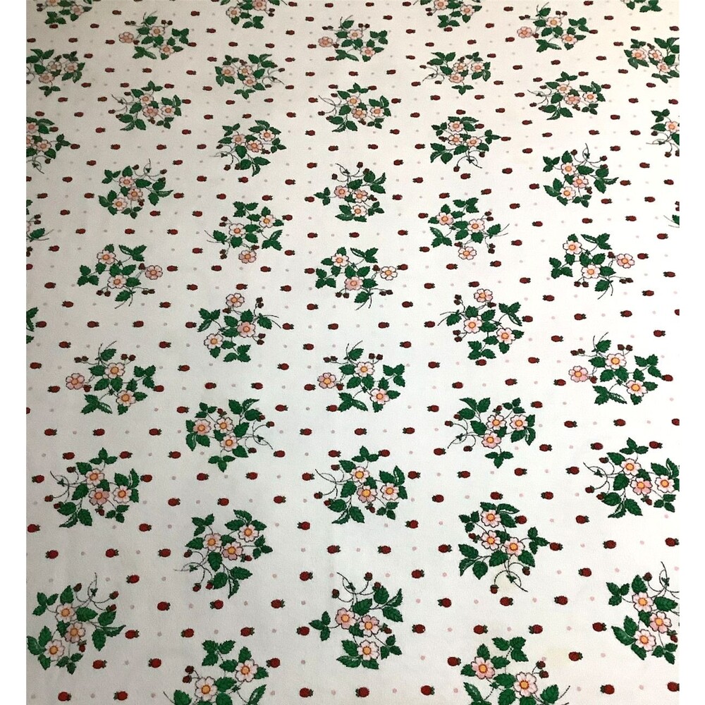 Vtg Strawberry Terry Cloth Tablecloth Tagged Terry Bear Red Pink White 62" X 86"
